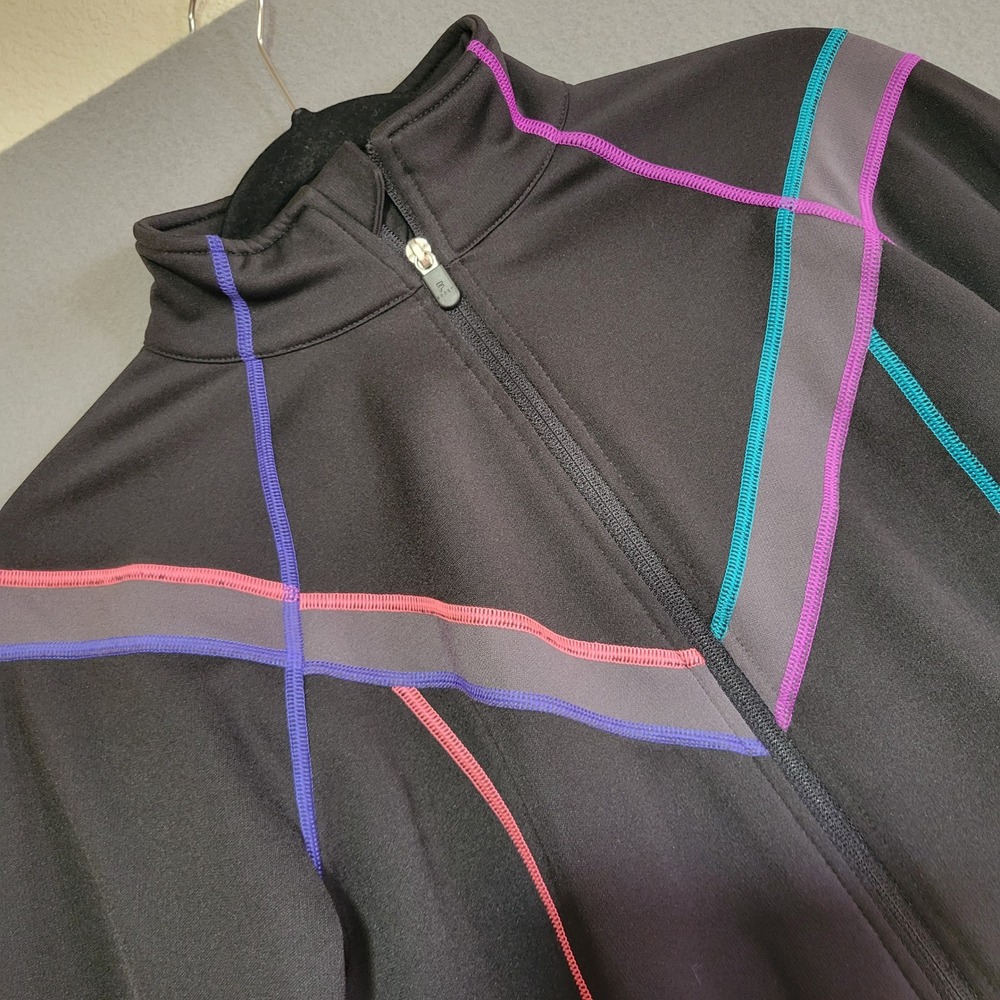 FILA Sport Womens Black‎ Track Jacket Multi-Color Contrast Stitching Size M